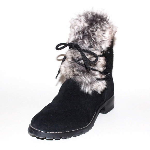 Talbots Tish Faux-Fur Ankle Boots in Black - Picture 4 of 15